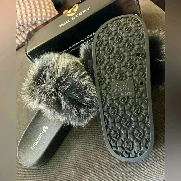 Fur Story Women's Slide Sandal, EU size 41.5, Black Silver - Picture 5 of 6